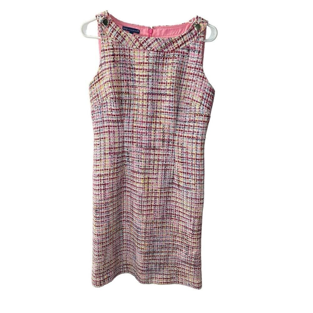 Talbots Pink Multicolor Tweed Midi Sheath Dress - Picture 5 of 15